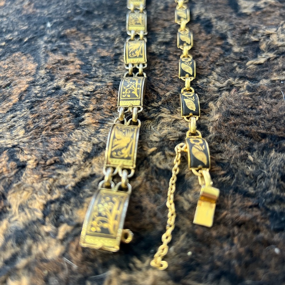 3 piece Damascene set. Clip on earrings Bracelets clasp is tight on both. as is - Picture 2 of 9